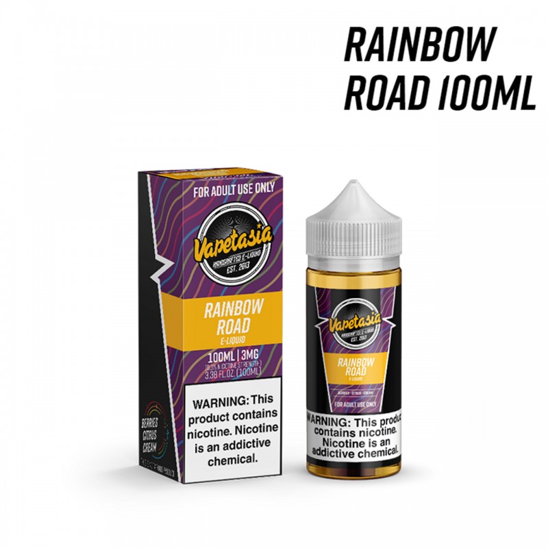 RAINBOW ROAD BY VAPETASIA E-LIQUID | 100 ML CITRUS BERRIES TANGY FRUIT AND MILK FLAVOR E-JUICE