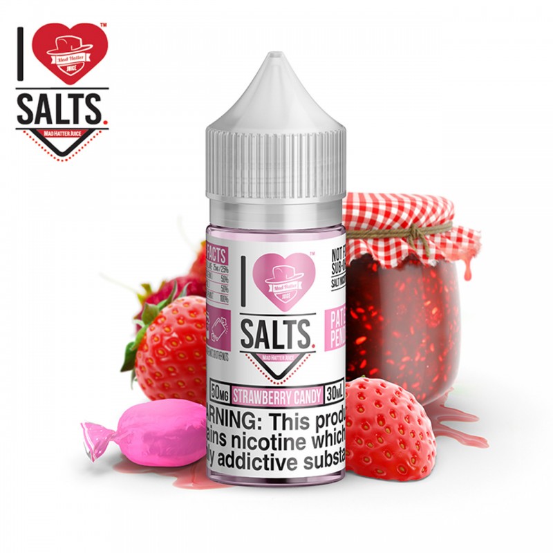 STRAWBERRY CANDY - I LOVE SALTS BY MAD HATTER JUIC...