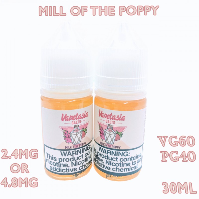 MILK OF THE POPPY BY VAPETASIA SALTS | 30 ML STRAWBERRY DRAGON FRUIT CREAM FLAVOR SALT NICOTINE