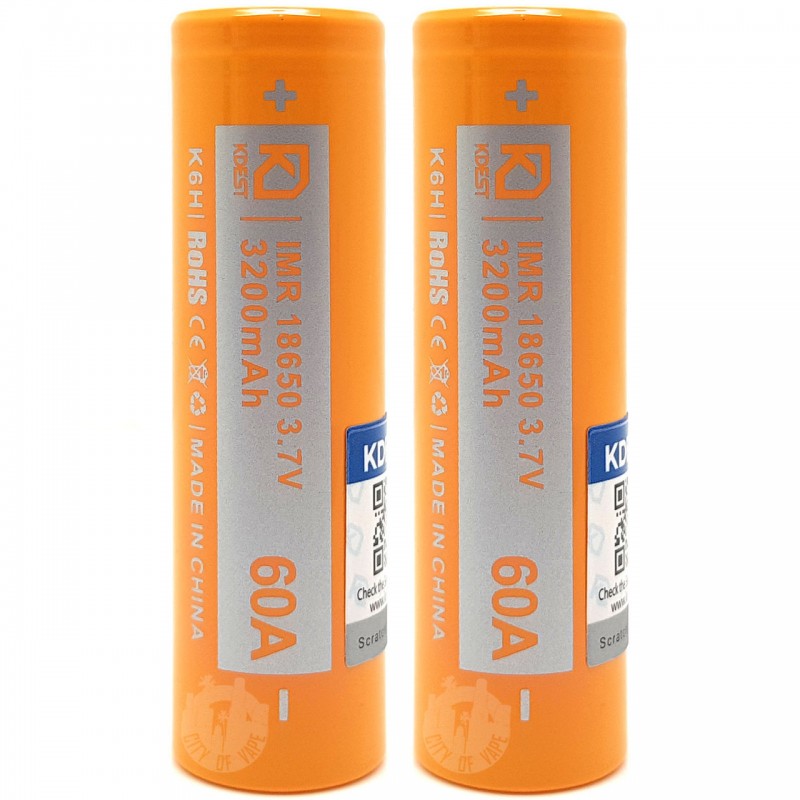 KDEST K6H IMR 18650 3.7V 3200mAh 60A High Drain Re...