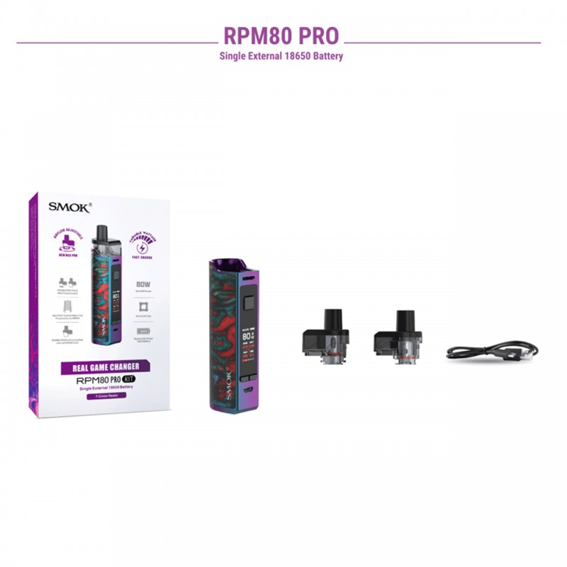 SMOK RPM80 PRO KIT | SINGLE EXTERNAL 18650 BATTERY